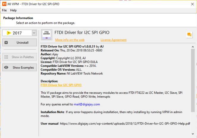 FTDI not showing in pallette