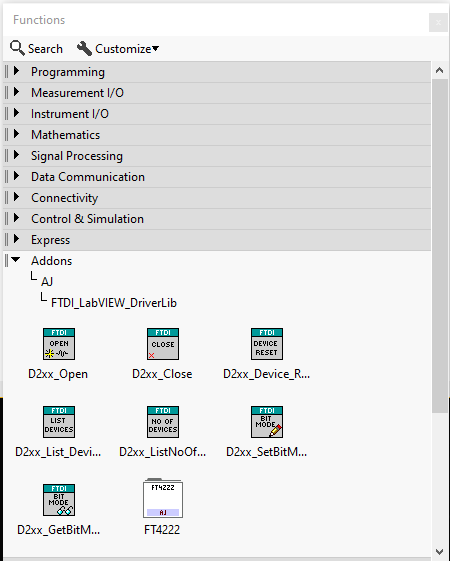 FTDI Functions under Addons-AJ-FTDI