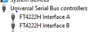 Device Manager FT42222 USB Interface A & B